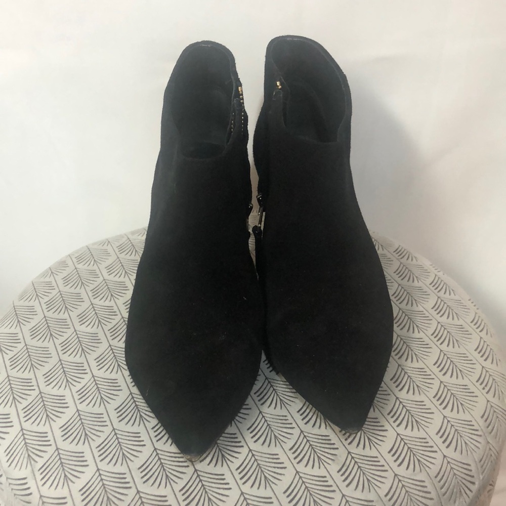 Brian Atwood low heel black booties